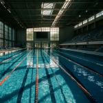 Kryta pływalnia olimpijska przygotowana do zawodów pływackich