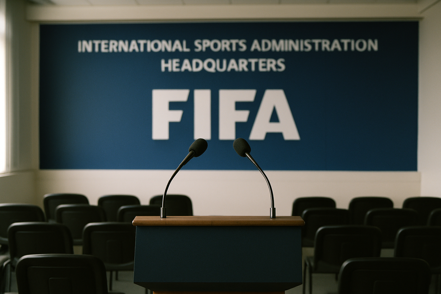 Pusta ambona konferencyjna w centrali organizacji sportowej