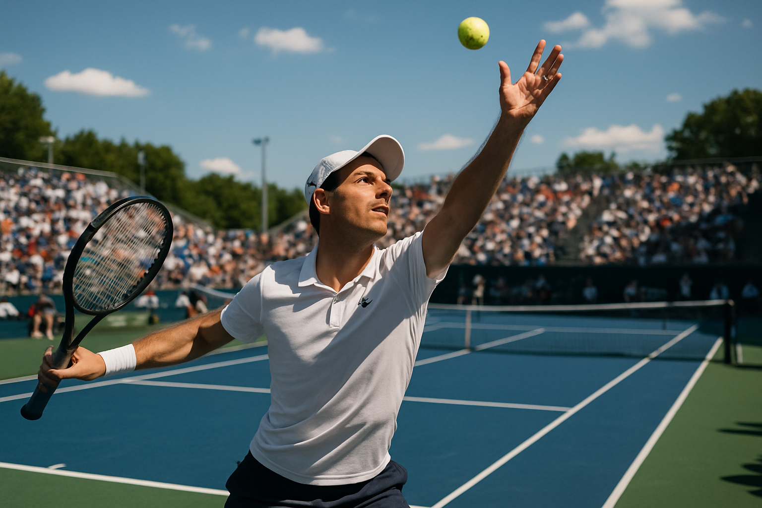 Tenisista na korcie twardym podczas turnieju ATP