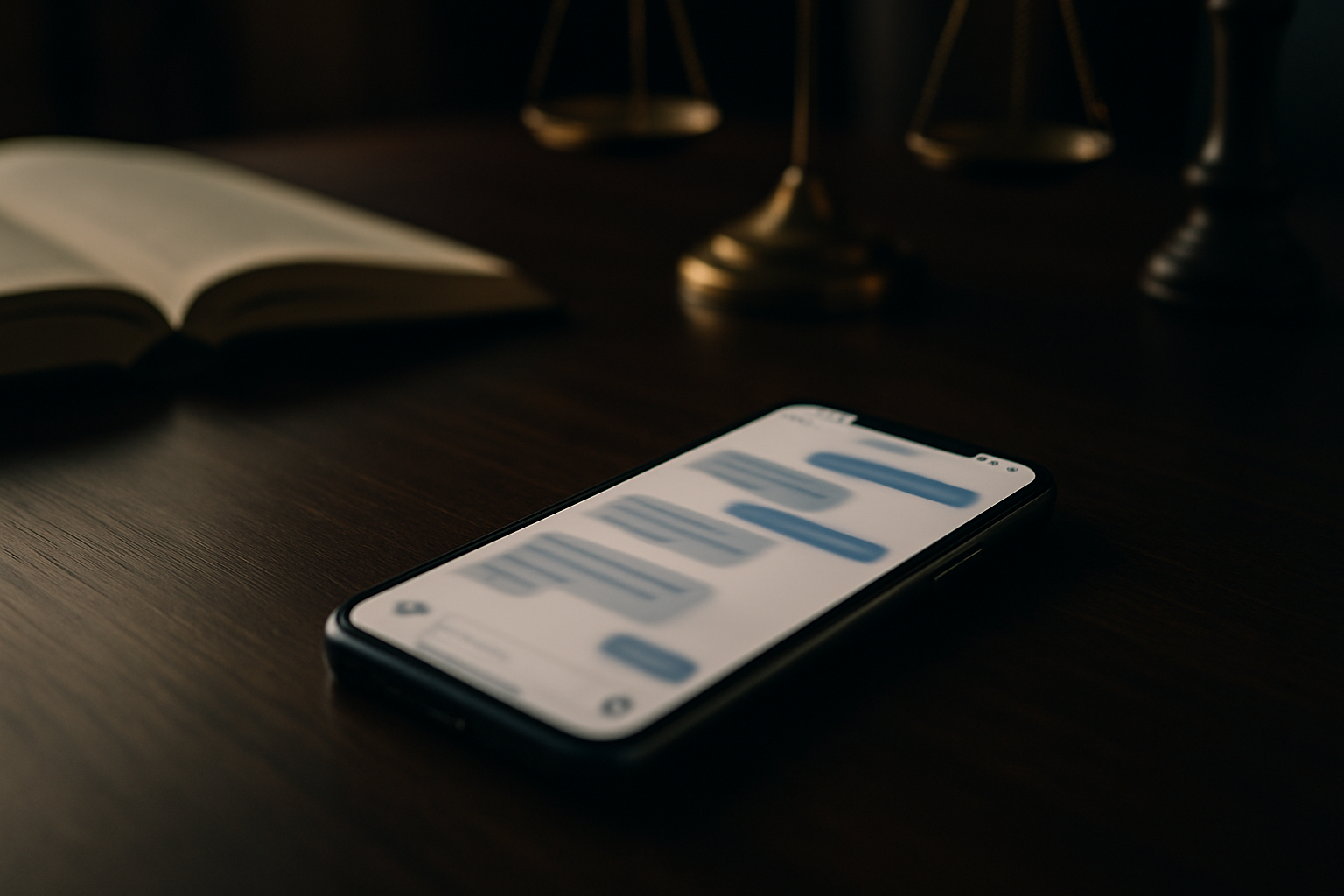 Smartfon na biurku symbolizujący dowody w śledztwie