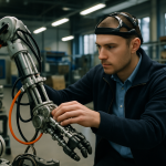 Trener robotów w zestawie do pomiaru fal mózgowych podczas zbierania danych dla AI