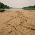 Wyschnięte koryto rzeki Wisły podczas suszy hydrologicznej