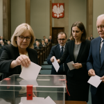 Urna wyborcza w budynku parlamentu podczas głosowania
