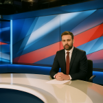 Studio telewizyjne podczas nagrania programu publicystycznego
