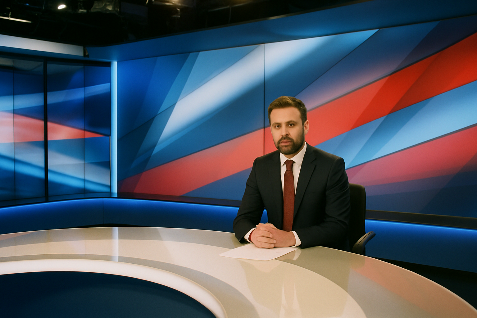 Studio telewizyjne podczas nagrania programu publicystycznego