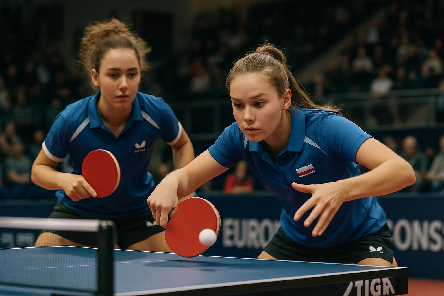 Natalia Bogdanowicz i Katarzyna Rajkowska podczas meczu tenisa stołowego