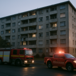 Widok na blok mieszkalny w Kapsztadzie dotknięty pożarem