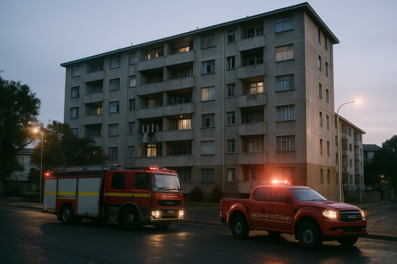 Widok na blok mieszkalny w Kapsztadzie dotknięty pożarem